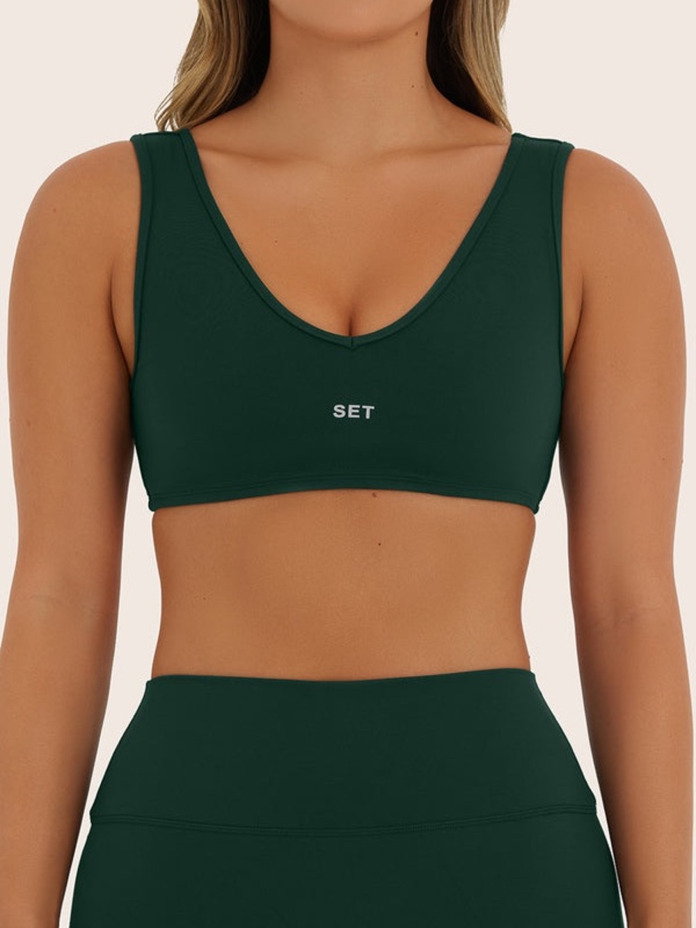 SET Active Sportbody Sporty Dip Bra Beetle Green Size Small
